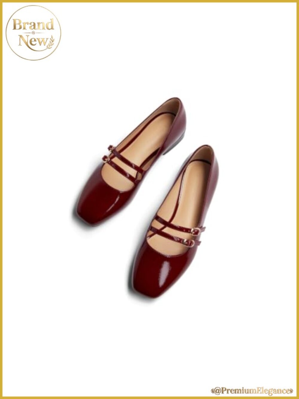 Mary Jane Flats Square Toe Double Strap Slip On Dressy Shoes for Work Office